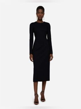 NWT Dolce & Gabbana Black Long Sleeve Midi Dress DG Logo IT 38